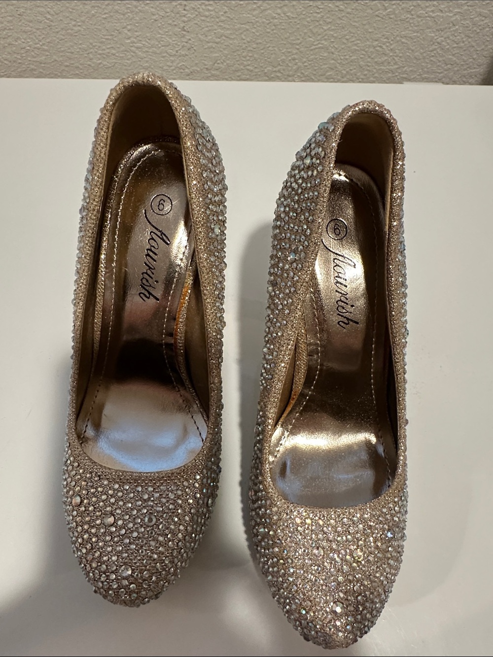 Rose Gold Crystal Evening Pumps